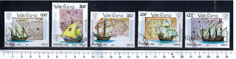 43981 - LAOS	1992-246	Velieri diversi	 - 5 valori serie completa timbrata -