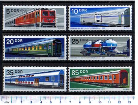 44088 - D.D.R.	1973-Yvert 1539-44 *  Veicoli ferroviari della D.D.R.  -  6 valori serie completa nuova