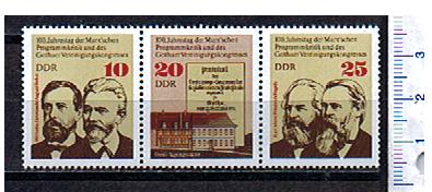 44140 - D.D.R.	1975-Yvert 1730-32 *	100 Anni del Programmkritik di Marx e del Congresso di riunione a Gotha -  valori serie completa nuova