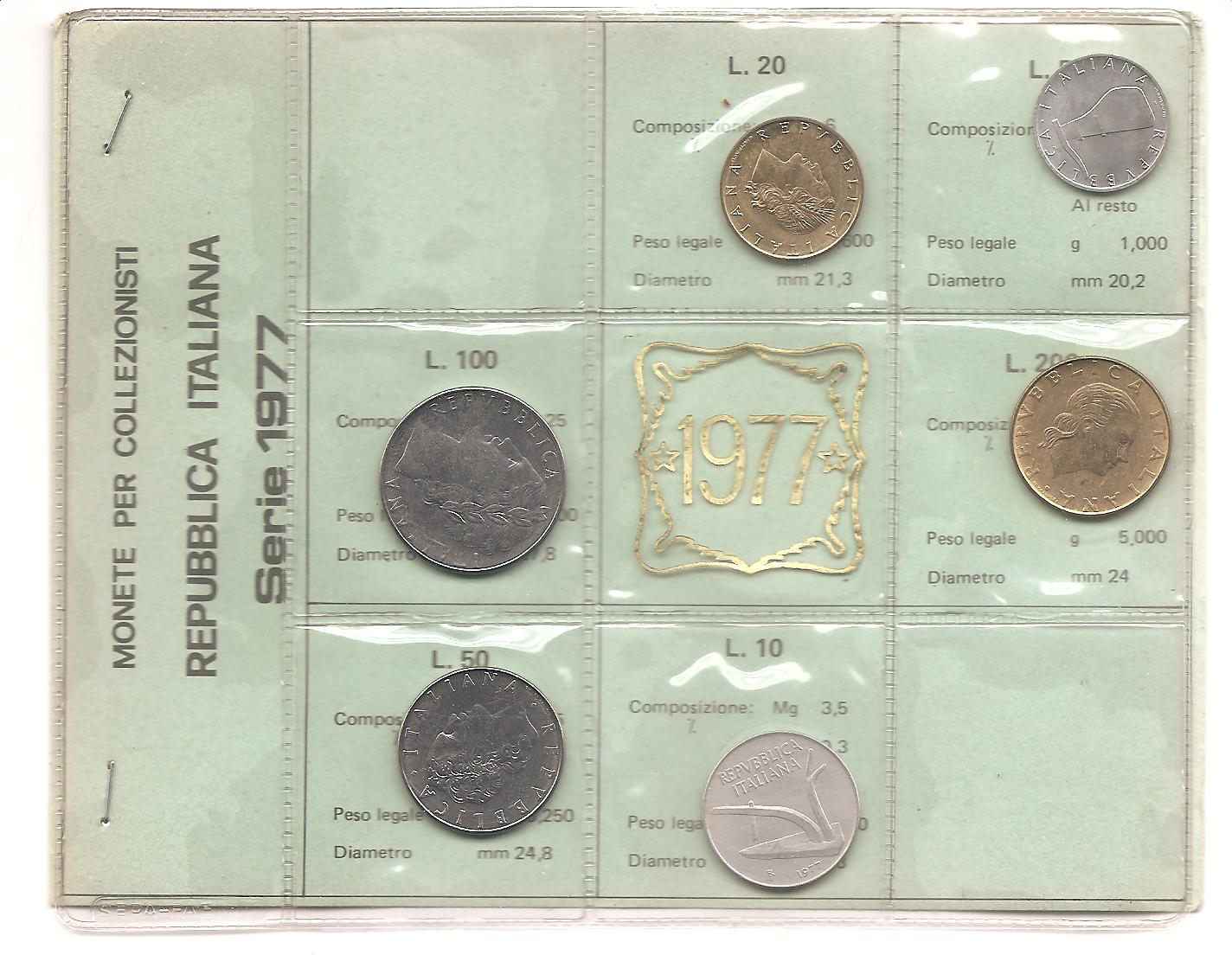 44278 - Italia - Serie Annuale in Confezione FDC 6 monete - 1977
