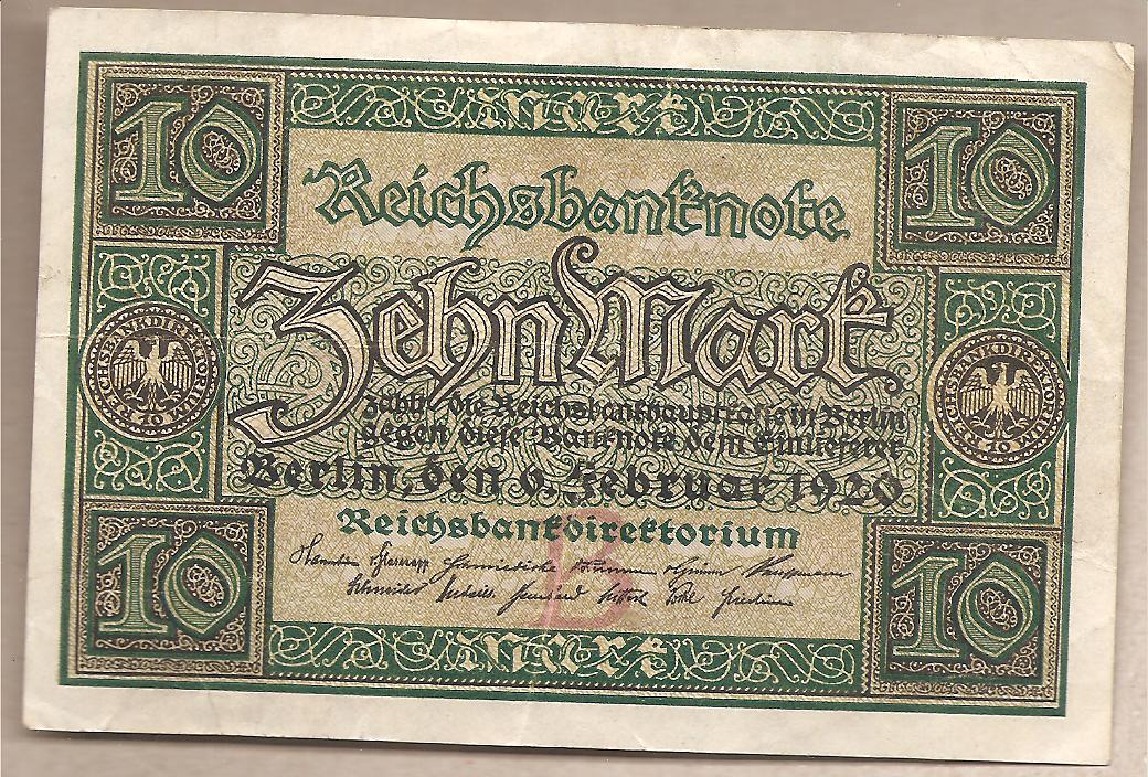 44316 - Germania - banconota circolata da 10 Marchi P-67A/1 - 1920