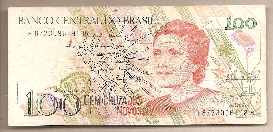 44387 - Brasile - banconota circolata da 100 Cruzados P-220b - 1989
