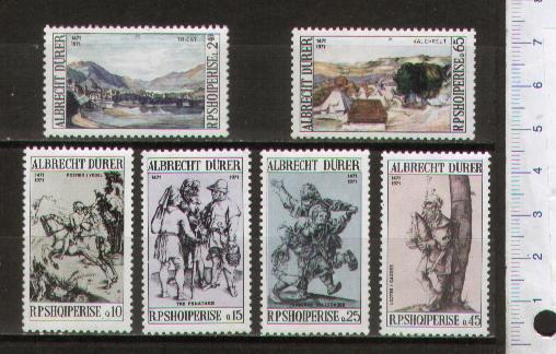 44410 - ALBANIA	1971-Yvert n1298-303	Albert Durer: Dipinti e incisioni  - 6 valori serie completa nuova senza colla