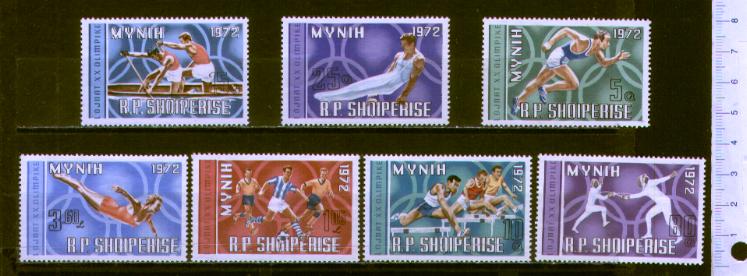 44413 - ALBANIA	1971-Yvert n1317-23	Annata Preolimpica  Monaco 72  - 7 valori serie completa nuova senza colla