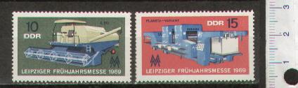 44449 - D.D.R.	1969- Yvert n 1144-45 *  Fiera di Primavera a Lipsia	- 2 valori serie completa nuova senza colla