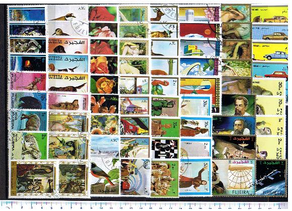 44569 - FUJEIRA (U.E.A.)  Offerta Per Rivenditori: Confezione da 10 per tipo di 89 francobolli diversi timbrati in totale 890 francobolli (foto parziale)