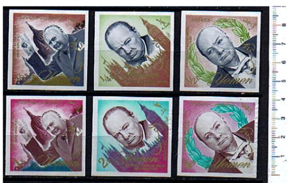 44771 - YEMEN Kingdom 1965-# 153-58 * In memoria di Sir Winston Churchill - 6 valori non dentellati serie completa nuova