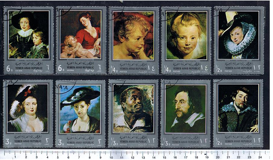 44870 - YEMEN Republic 1968- 1209 *  Dipinti di Peter Paul Rubens - 10 valori serie completa timbrata