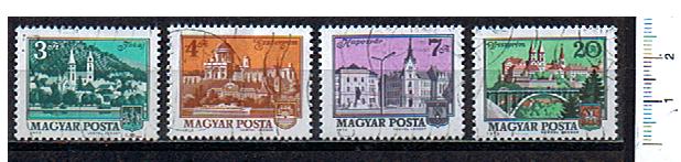 45025 - UNGHERIA 1973- Catalogo 2309-12  * 	 Citt diverse - 4 valori serie completa timbrata