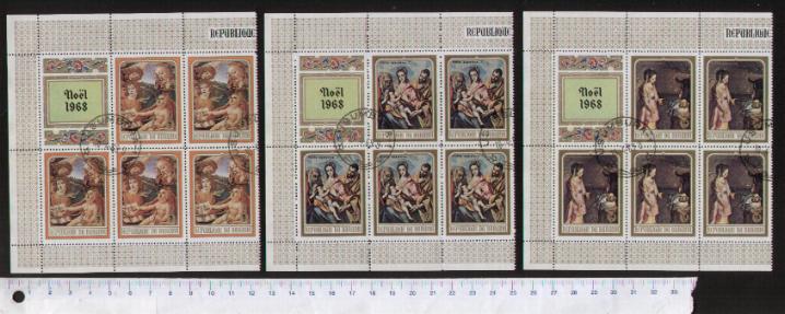 45060 - BURUNDI 1968-3378- *  Dipinti di pittori famosi sulla Nativit - 8 valori serie completa timbrata in cinquina+vignetta foto parziale