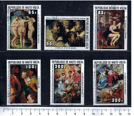 45138 - ALTO VOLTA 1977-3737 - Yvert 434/439  *	 400 Anni nascita di Peter Paul Rubens: dipinti famosi - 6 valori serie completa timbrata