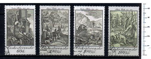 45183 - CECOSLOVACCHIA, Anno 1975-3388-Yvert 2083/86  *  	Stampe e incisioni artisti famosi- 4 valori serie completa timbrata