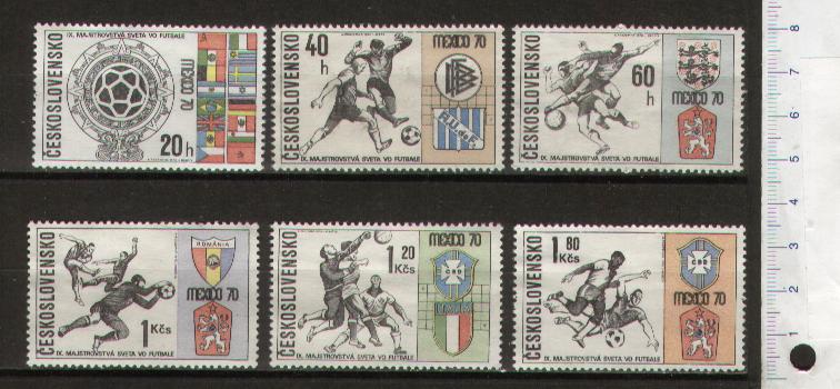 45335 - CECOSLOVACCHIA	1970-Yvert 1802-07  *  	Campionati di Calcio in Messico - 6 valori serie completa nuova senza colla