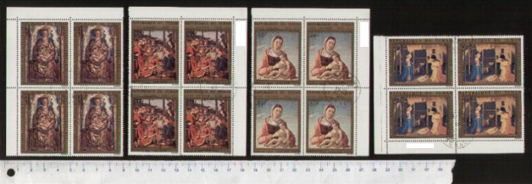 45445 - TCHAD	1972-3000- Yvert A134/137 *	Natale dipinti famosi di artisti Italiani   - 4 valori serie completa timbrata in Quartina