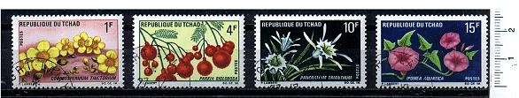 45475 - TCHAD	1968-3353- Yvert 179/82 *  Fiori soggetti diversi - 2 valori serie completa timbrata