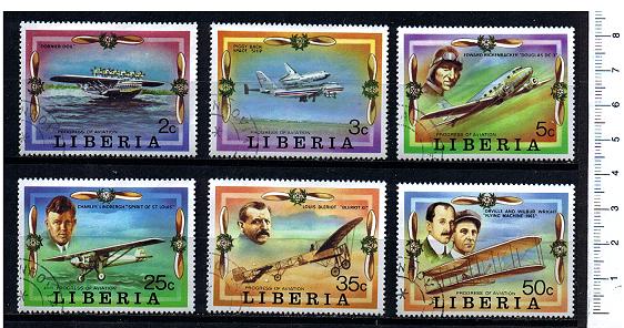 45547 - LIBERIA 1978-3781  *	Progressi dell Aviazione - 6 valori serie completa timbrata
