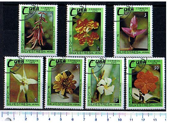 45593 - CUBA 1973-2852- Yvert 1716/22 *	Fiori silvestri soggetti diversi - 6 valori serie completa timbrata