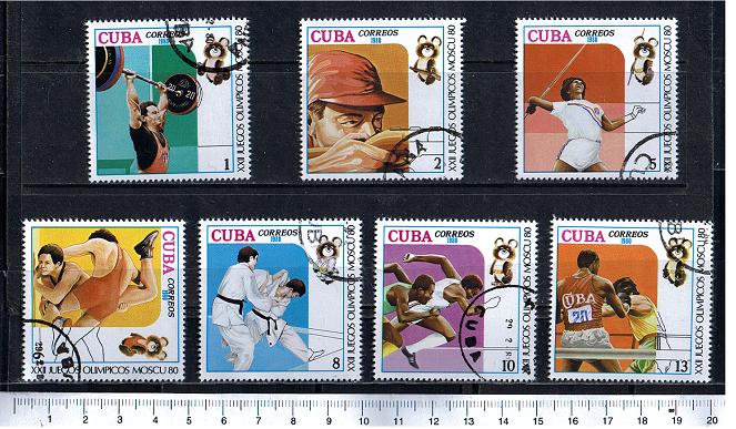 45740 - CUBA S-201 * Giochi Olimpici di Mosca - 7 valori serietta timbrata