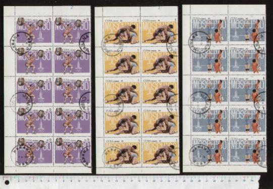 45743 - CUBA S-202 * OFFERTA PER RIVENDITORI - Giochi Olimpici di Mosca - 10 seriette da 5 valori timbrati foto parziale