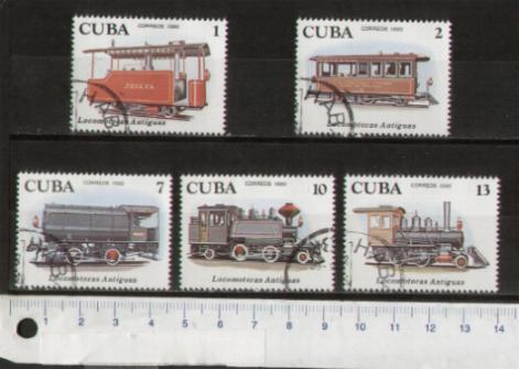 45774 - CUBA S-206 *  Antiche Locomotive diverse - serietta da 5 valori timbrati