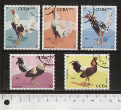 45847 - CUBA S-219 *  Galli da combattimento -  serietta da 5 valori timbrati