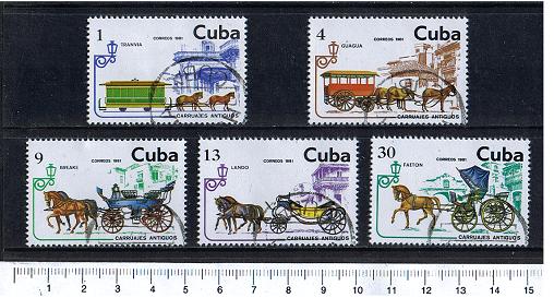 45919 - CUBA S-231 *  Carrozze a cavalli - serietta da 5 valori timbrata