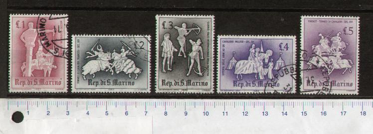 45972 - SAN MARINO	1963-640-44 * Giostre e tornei - serietta da 5 valori timbrata