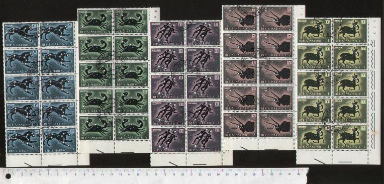 45985 - SAN MARINO	1970-802/06 * OFFERTA PER RIVENDITORI -	Segni Zodiacali - 10 serietta da 5 valori timbrata