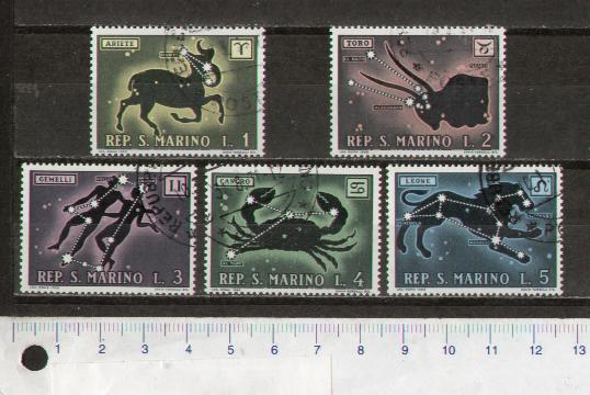 45987 - SAN MARINO	1970-802/06 * Segni Zodiacali -  serietta da 5 valori timbrata