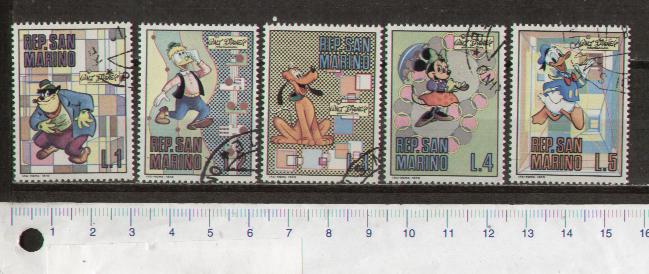 45993 - SAN MARINO	1970-822/26	 *  Walt Disney - seriette da 5 valori timbrata