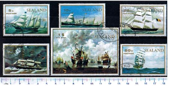 46016 - SEALAND	1970-1269 *	Dipinti di Velieri famosi - Foglietto  - 6 valori serie completa timbrata