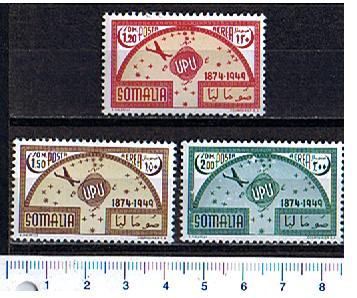46024 - SOMALIA	1953-1226 - Yvert n A47/49 * 	75 anni Unione Postale - 3 valori serie completa nuova