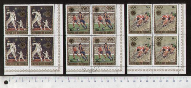46054 - BURUNDI 1972-2529 - Yvert # 503/7+A245/8 * Giochi Olimpici di Monaco - 9 valori serie completa timbrata in Quartina foto parziale