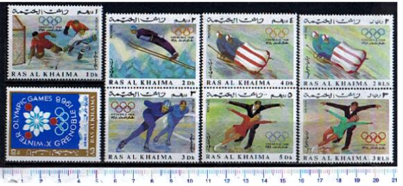 46363 - RAS AL KHAIMA 1967-137-44 * Giochi Olimpici Invernali di Grenoble 1968 - 8 valori serie completa nuova