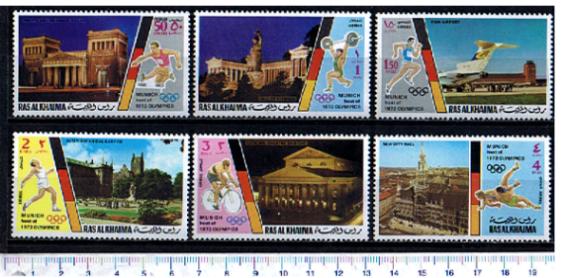 46390 - RAS AL KHAIMA 1971-553-58  * 	Giochi Olimpici Monaco 1972 -  6 valori serie completa nuova