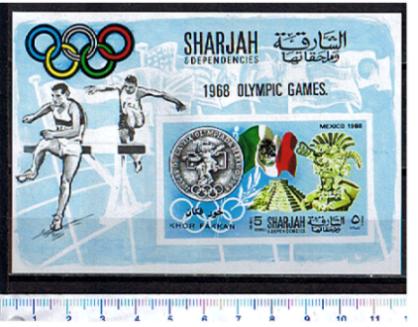 46624 - KHOR FAKKAN (0ra U.E.A.), 1968-120  * Storia dei Giochi Olimpici,Sharjah 377 sovrastampati - Foglietto non dentellati serie completa nuova