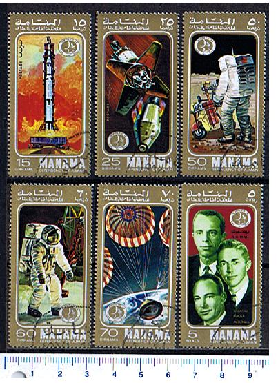46683 - MANAMA	1971-1525 * 	Missione spaziale Apollo 14 - 6 valori serie completa timbrata