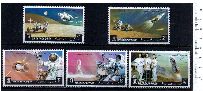 46694 - MANAMA	1971-2659 *	Apollo 15 e future esplorazioni spaziali - 5 valori serie completa timbrata -#