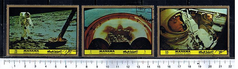 46707 - MANAMA	1972-2880 * 	Primo Uomo sulla Luna - 3 valori serie completa timbrata - # 1021/1023