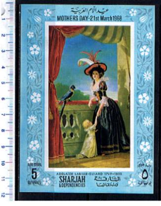46945 - SHARJAH (ora U.E.A.), Anno 1968-315F * Giorno della Mamma 21 Marzo 1968: quadro  Adelaide Labille - Foglietto non dentellato completo nuovo