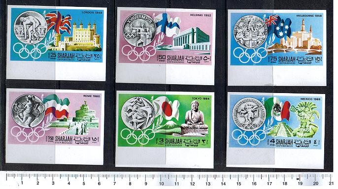 46964 - SHARJAH (ora U.E.A.), Anno 1968 - # 370-75 * Varie Citt Olimpiche - 6 valori non dentellati serie completa nuova