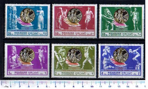 46989 - SHARJAH (ora U.E.A.),  1968 - # 393-98 *Vincitori delle olimpiadi in Messico - 6 valori dentellati serie completa nuova senza colla