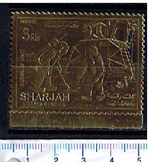47088 - SHARJAH (ora U.E.A.), Anno 1970 - #  616 * Storia dello spazio impresso su lamina gold foil   - 1 valore dentellato completo nuovo