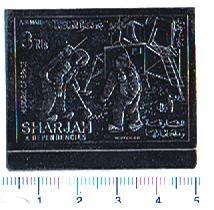 47092 - SHARJAH (ora U.E.A.), Anno 1970 - #  616 * Storia dello spazio impresso su lamina silver foil   - 1 valore non dentellato completo nuovo
