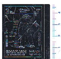 47094 - SHARJAH (ora U.E.A.), Anno 1970 - #  617 * Storia dello spazio impresso su lamina silver foil   - 1 valore non dentellato completo nuovo