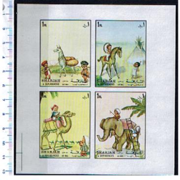 47171 - SHARJAH (ora U.E.A.), Anno 1972-991-94 *  Bambini e animali di varie nazionalit   - in blocco -  4 valori non dentellati completi nuovi