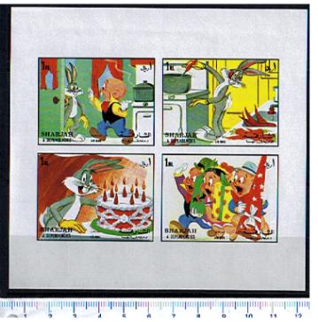 47178 - SHARJAH (ora U.E.A.), Anno 1972-1216-19 * 	Walt Disney s Bugs Bunny  - in blocco - 4 valori non dentellati serie completa nuova