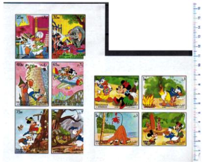 47180 - SHARJAH (ora U.E.A.), Anno 1972-1190-99 * 	Walt Disney: Paperino e Topolino - in blocco - 10 valori non dentellati serie completa nuova