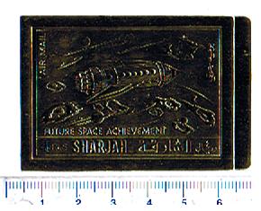47204 - SHARJAH (ora U.E.A.), Anno 1972-912 *  Futuri avvenimenti spaziali  -  impresso su gold foil - 1 valore non dentellato completo nuovo
