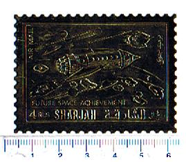 47206 - SHARJAH (ora U.E.A.), Anno 1972-912 *  Futuri avvenimenti spaziali  -  impresso su gold foil - 1 valore dentellato completo nuovo